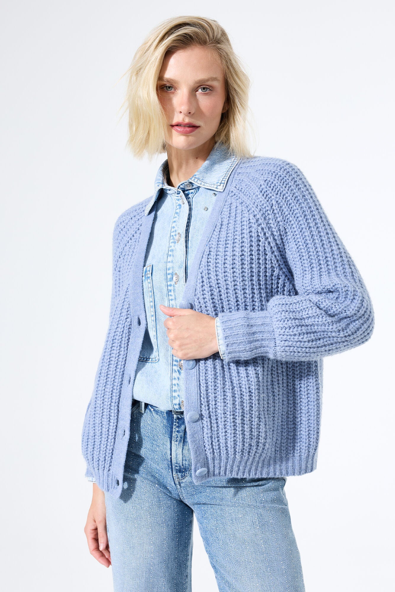 Garcia Strickjacken hellblau