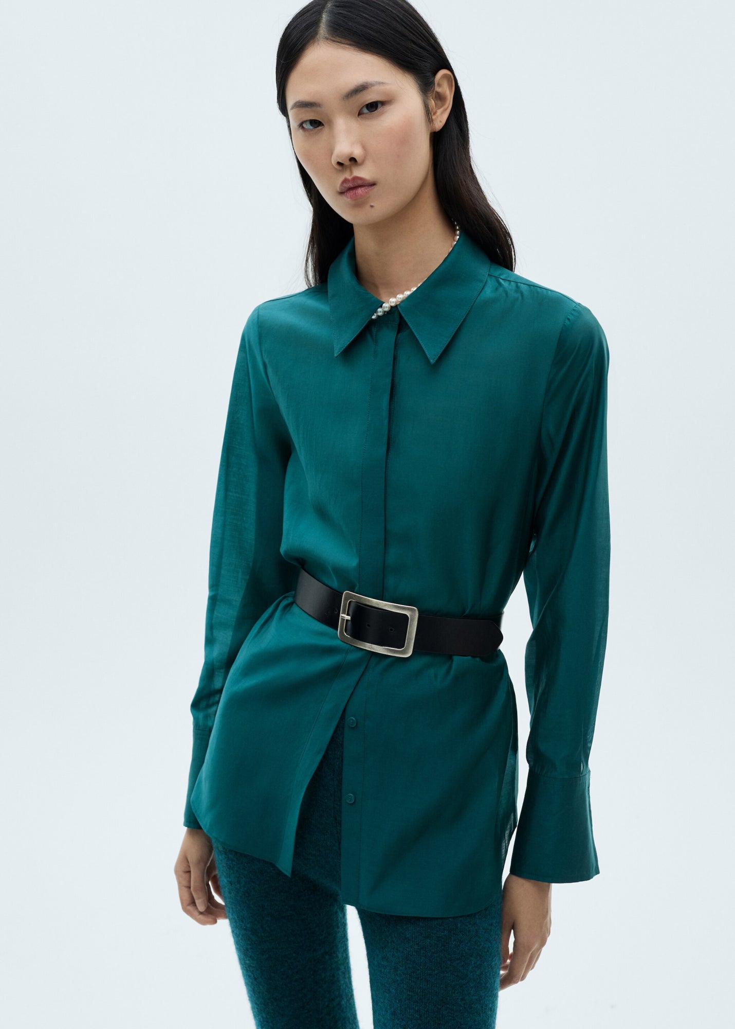 Mango Hemdblusen petrol