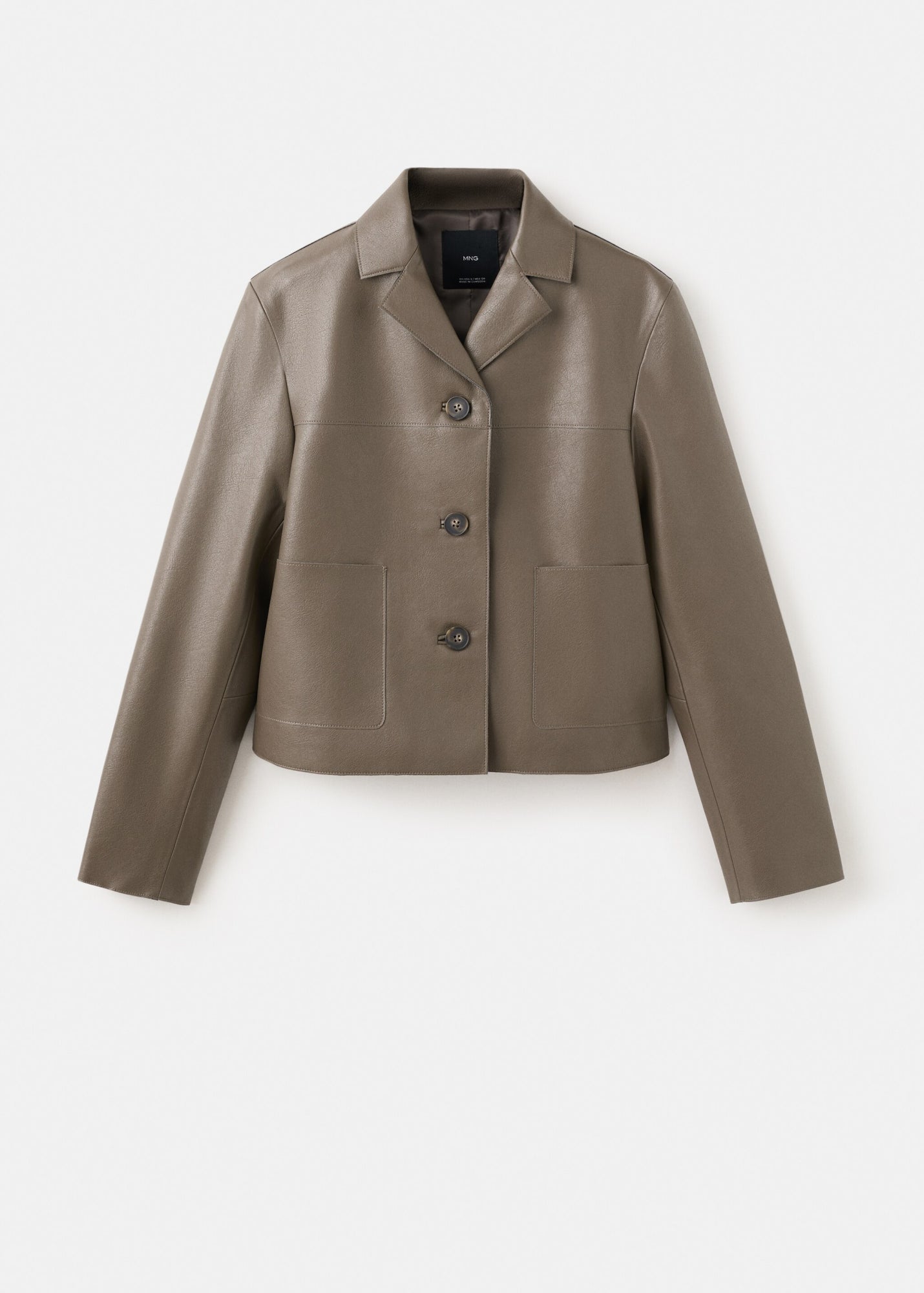 Mango Lederjacken oliv