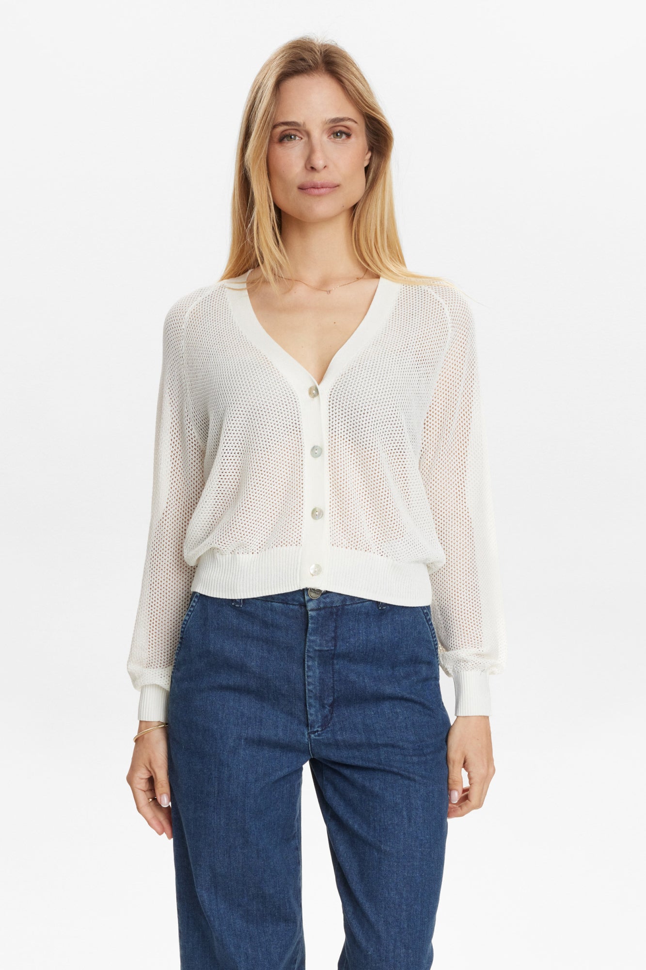 Nümph Strickjacken  hellgrau