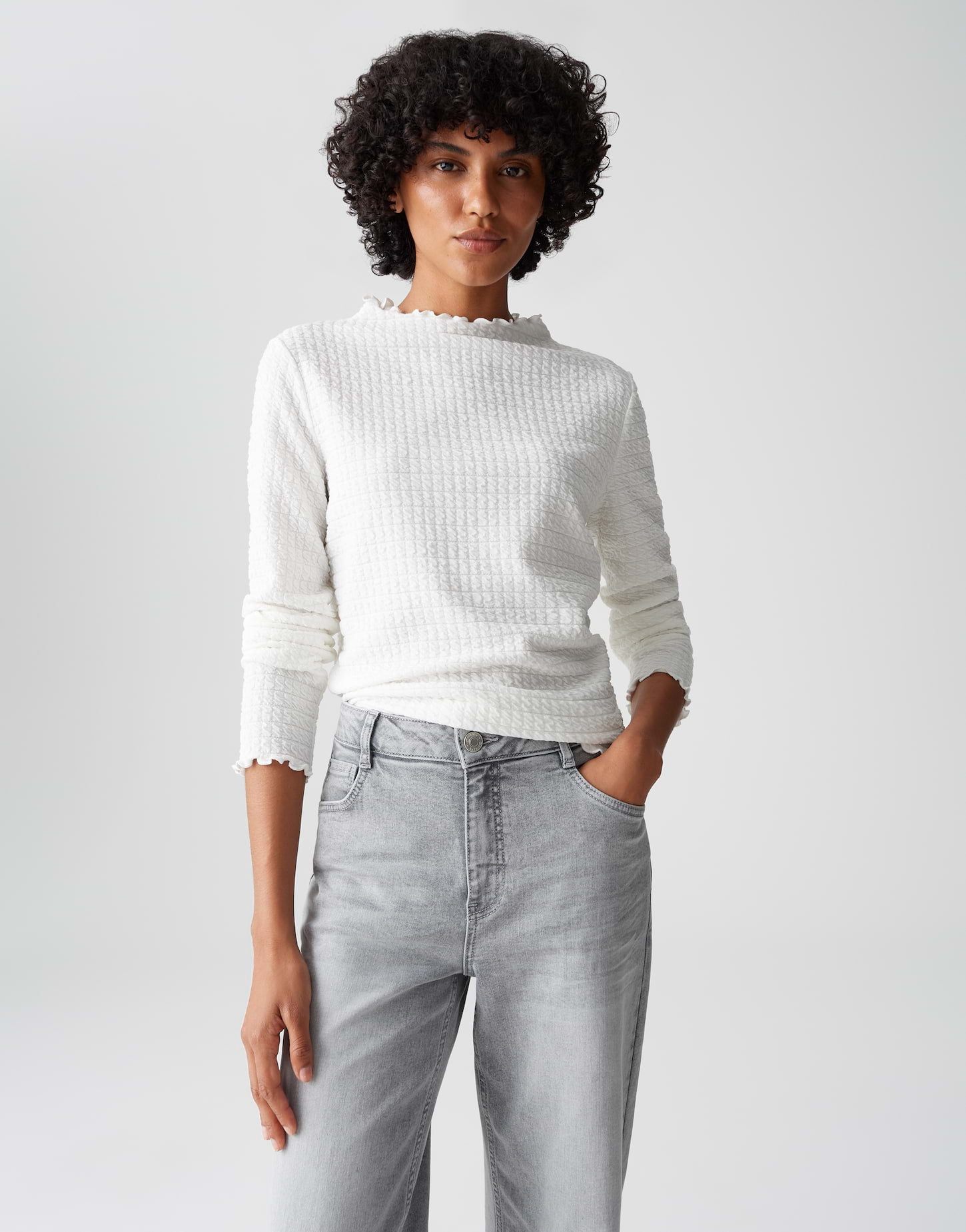 OPUS Langarmshirts weiß