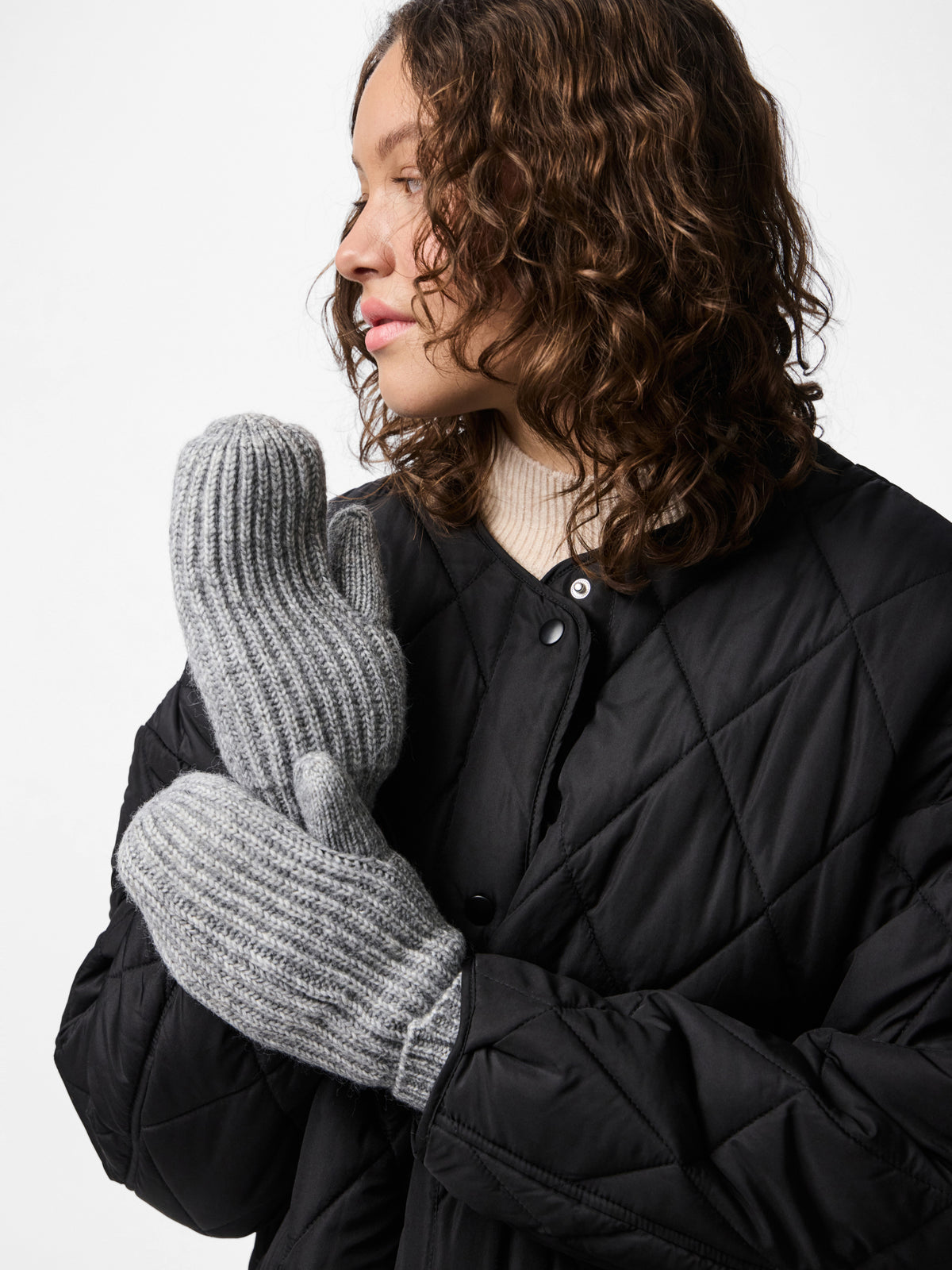 Pieces Handschuhe hellgrau