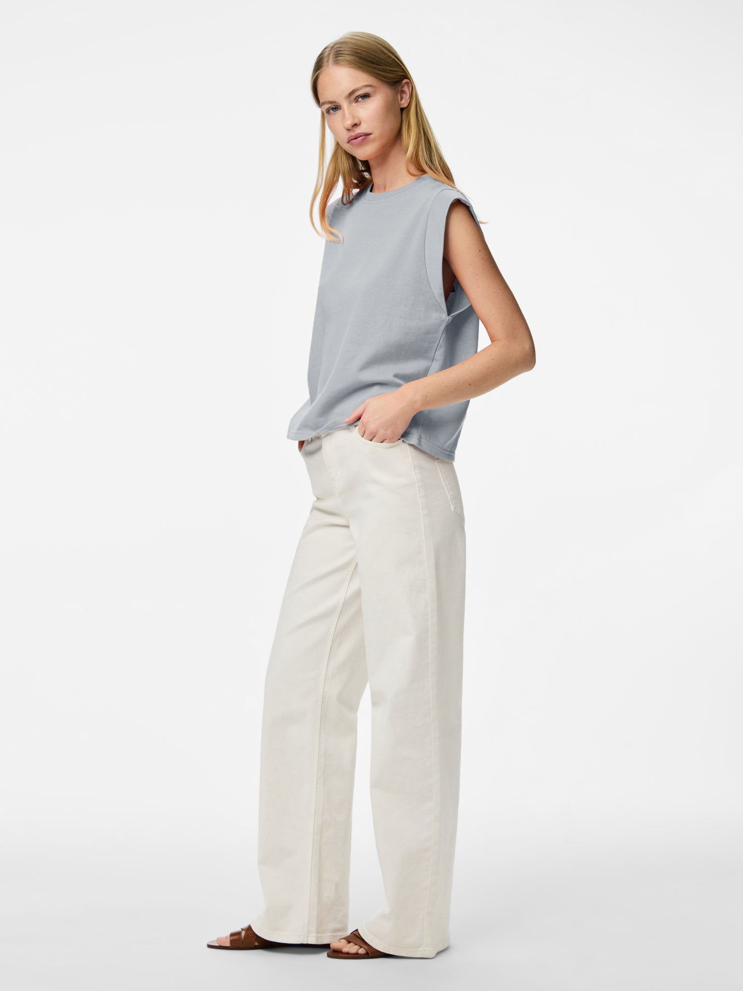 Pieces Blusen hellgrau