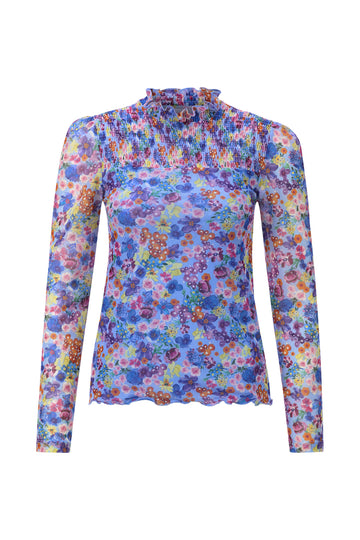 Smocked Mesh Longsleeve