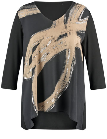 3/4 Arm Shirt mit Material-Mix