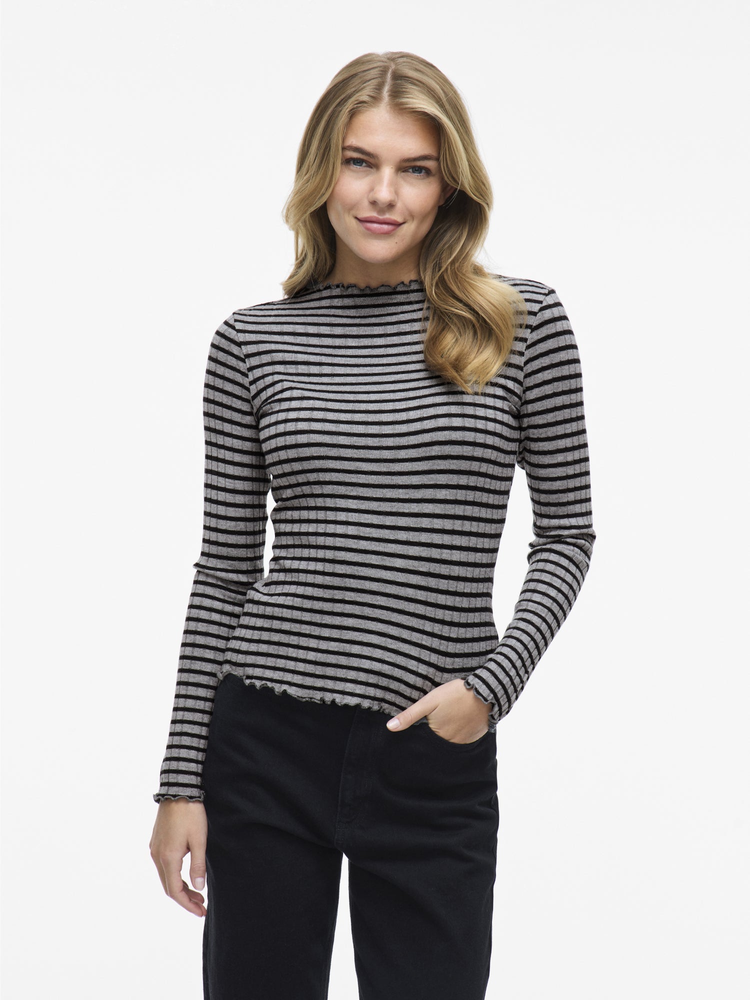 Vila Langarmshirts  grau