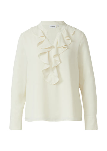 Chiffonbluse mit Volant-Ausschnitt