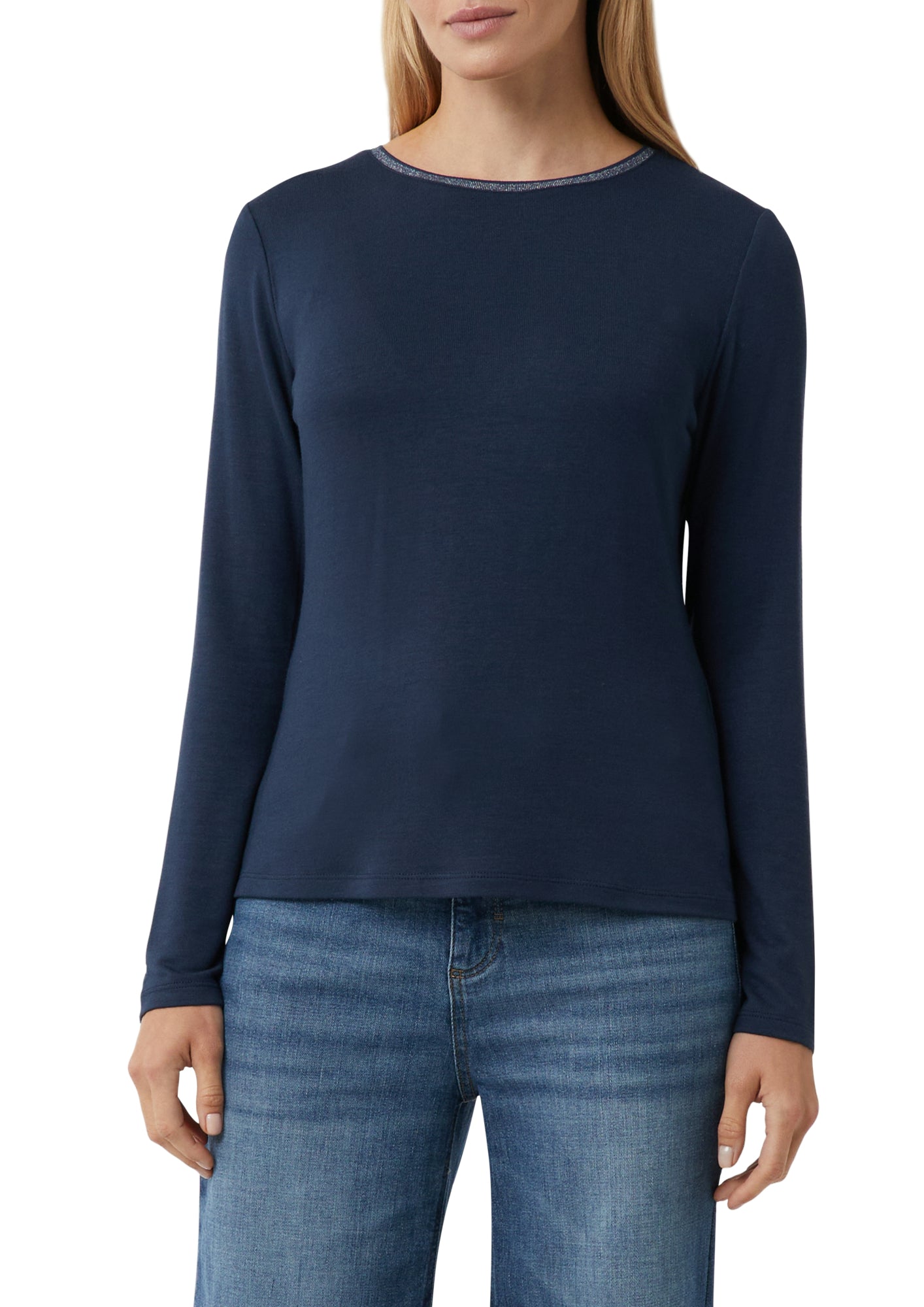 comma casual identity Langarmshirts dunkelblau