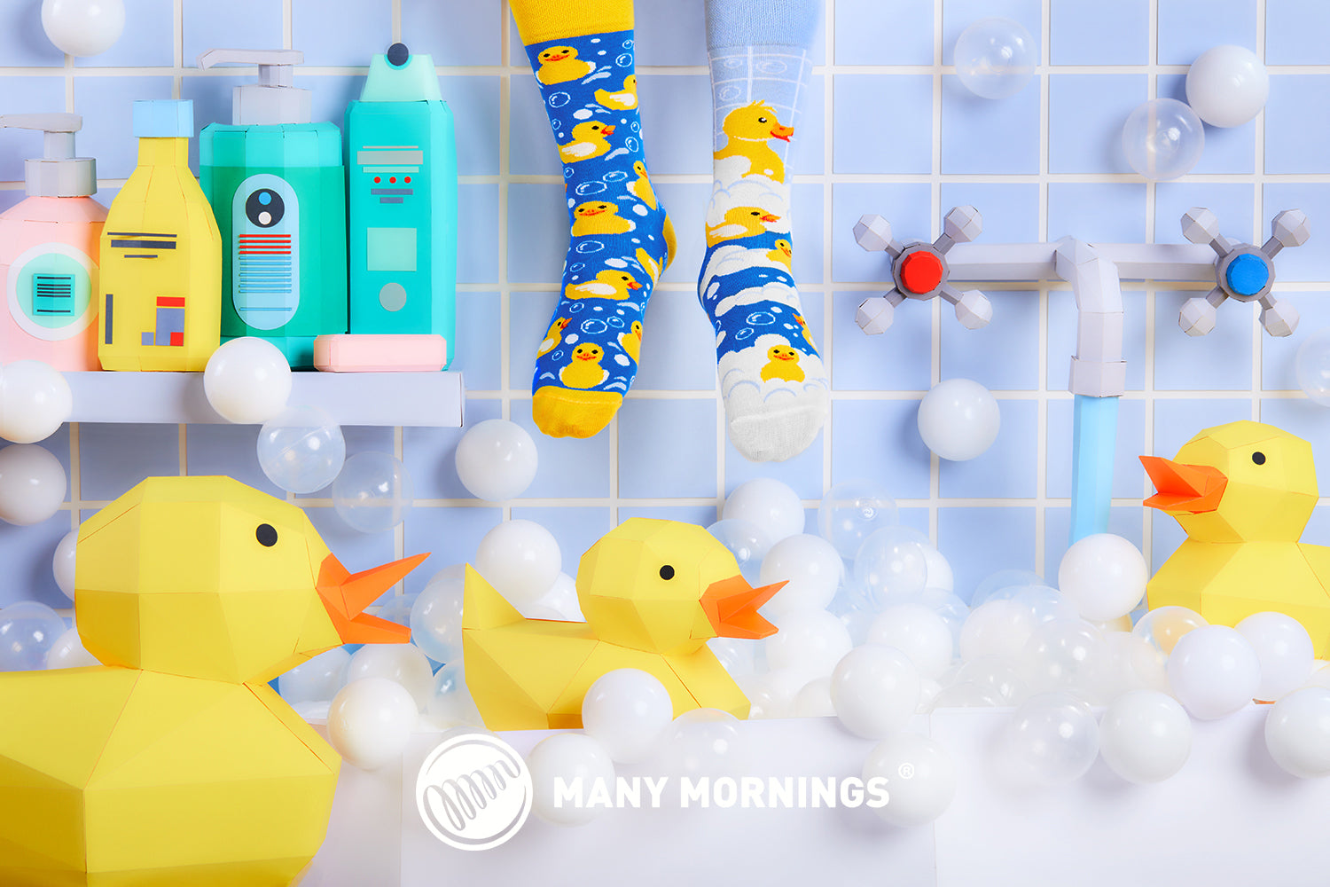 many mornings Socken blau