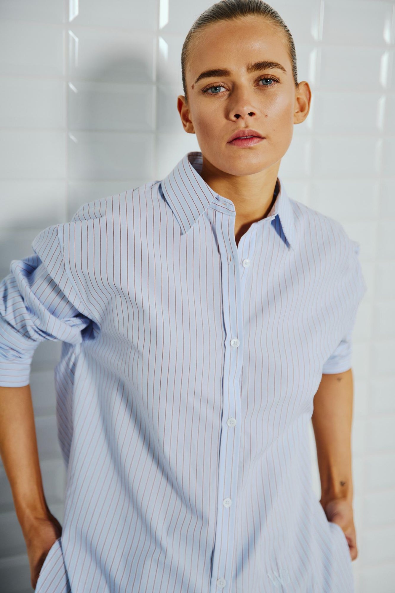 with black Hemdblusen  blau