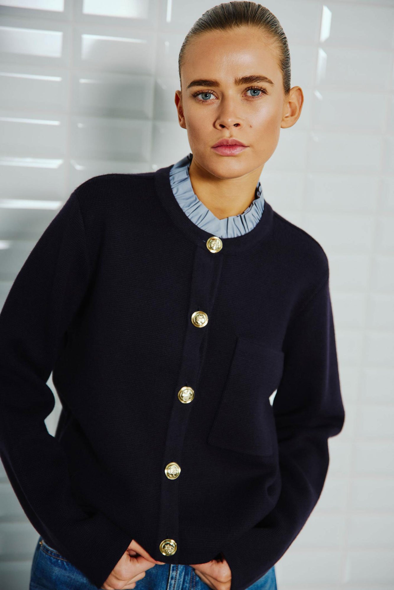 with black Blazer dunkelblau