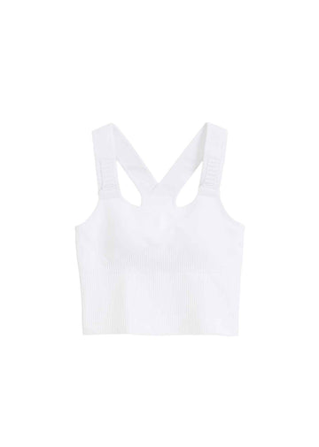 Ribbed Seamless High Support Bra in Weiß