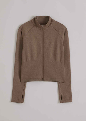 Shape Seamless Zip Jacket in  Espresson Melange