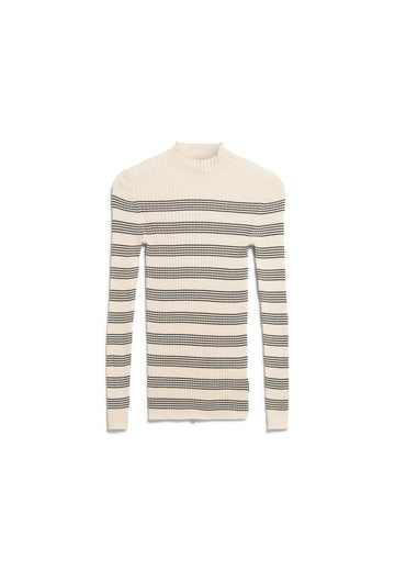 ALAANIA gestreifter Strickpullover mit Mock-Ausschnitt