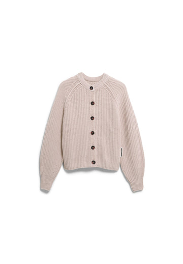 Rippstrick-Cardigan aus Woll-Mix mit Rundhalsausschnitt
