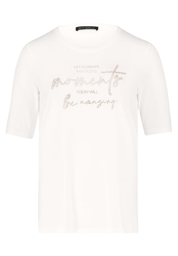 Basic-Shirt mit Glitzersteinbesatz
