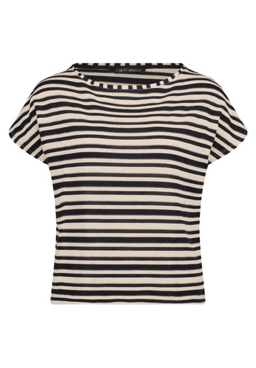 Gestreiftes T-Shirt mit U-Boot-Ausschnitt