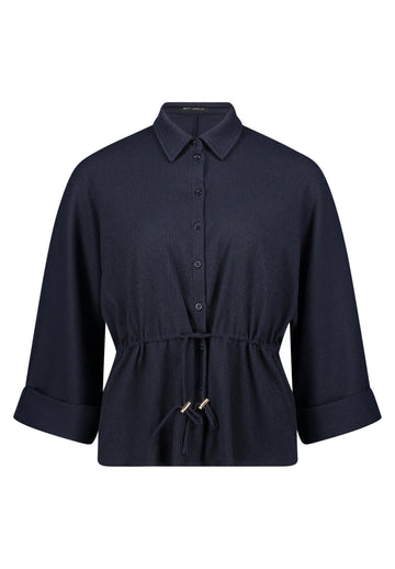 Hemdbluse mit Gürtel und Hemdkragen