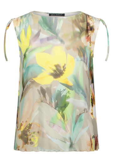 Mesh-Shirt mit Raffung