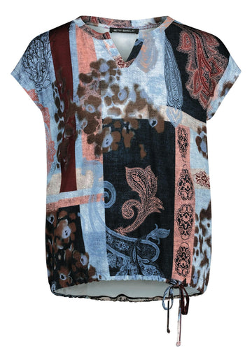 Schlupfbluse mit Paisley-Muster und Glitzersteinen