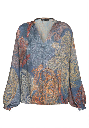 Schlupfbluse mit Paisley-Muster und V-Ausschnitt