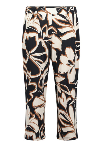 Schlupfhose mit Bundfalten und floralem Print