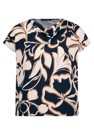 Shirt mit Wasserfallausschnitt und Blumenprint