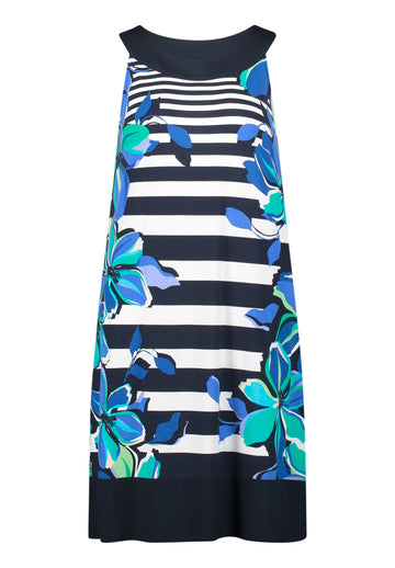 Sommerkleid mit Blumen- und Streifenprint