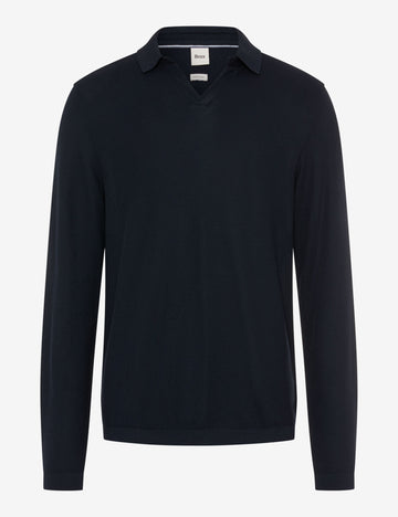 BRAX Princeton Langarm-Poloshirt aus Baumwoll-Modal-Mix