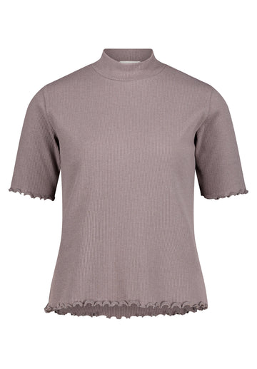 Basic Shirt mit Rundhalsausschnitt und Stehkragen