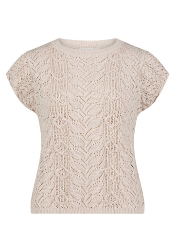 Feinstrickpullover mit Ajourmuster und Flügelärmeln