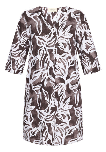 Sommerkleid aus Leinen-Viskose mit floralem Muster