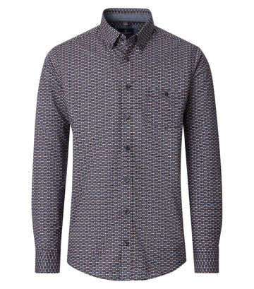 OLYMP Freizeithemd aus Baumwolle mit Button-Down-Kragen und Minimal-Print