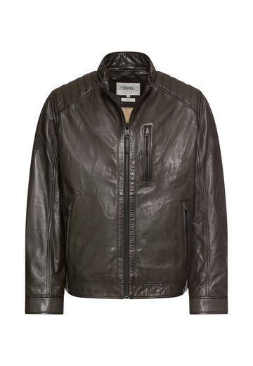 Leder Bikerjacke mit Stehkragen