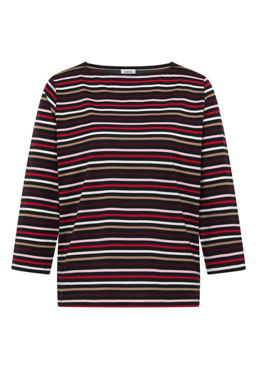 3/4-Arm Shirt mit Boat Neck und Streifen