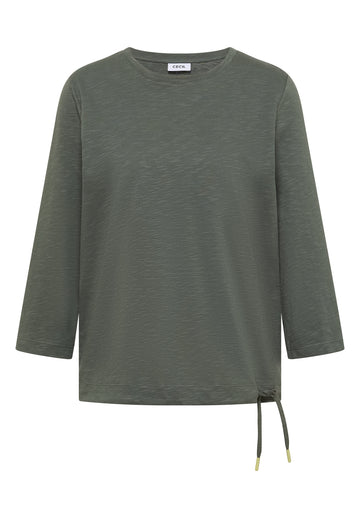3/4-Arm Shirt mit Rundhals in Unifarbe