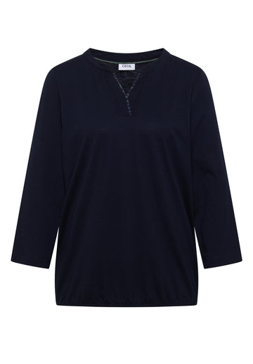3/4-Arm Shirt mit Split Neck