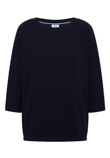 3/4-Arm Shirt mit Waffelstruktur
