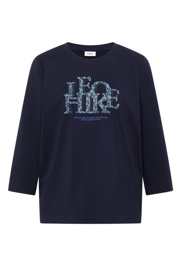 3/4-Arm Shirt mit Wording im Leo-Look