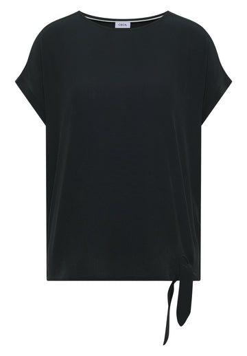 Bluse mit Rundhals und Knotendetail