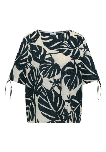 Bluse mit Rundhals und Raffung