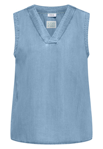 Blusentop im Denim-Look mit V-Neck