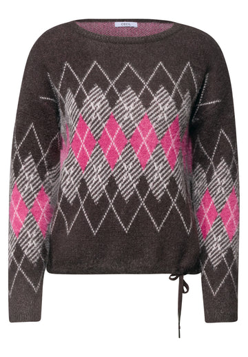 Federgarn Pullover mit Argyle-Muster