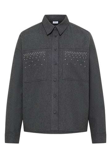 Flanellbluse mit Nieten