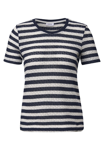 Gestreiftes Ajour T-Shirt