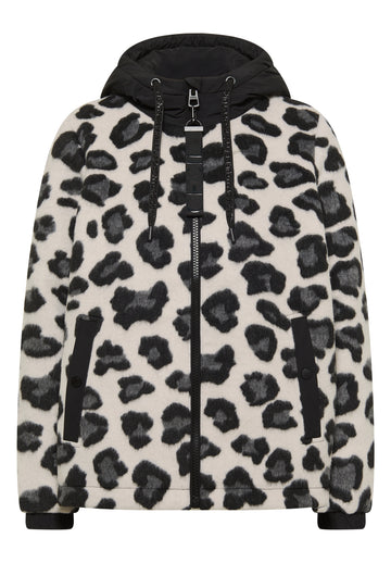 Jacke mit Wollanteil und Leo-Muster