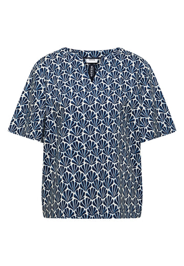 Kurzarm Bluse mit Muschelprint