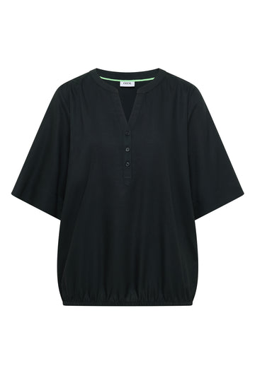 Kurzarm Bluse mit Split Neck