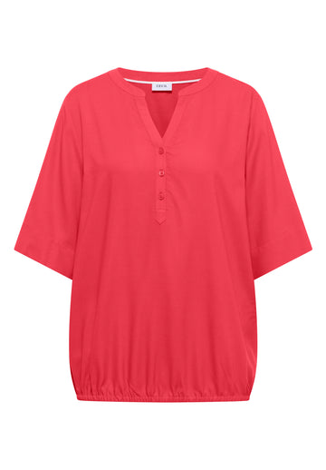 Kurzarm Bluse mit Split Neck