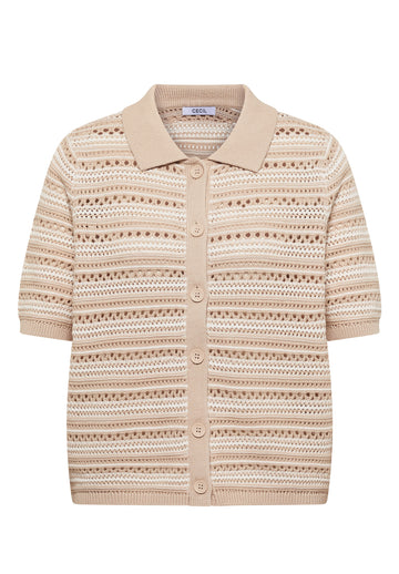 Kurzarm Cardigan mit Polokragen